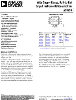 AD8226. Wide Supply Range, Rail-to-Rail Output Instrumentation Amplifier