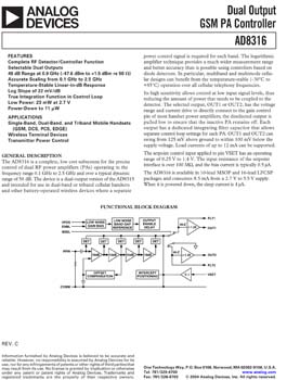 AD8316. Dual Output GSM PA Controller