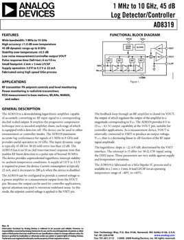 AD8319. 1 MHz to 10 GHz, 40 dB Log Detector/Controller 