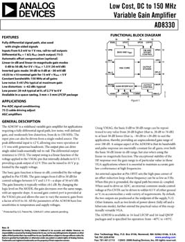 AD8330. Low Cost DC to 150 MHz Variable Gain Amplifier