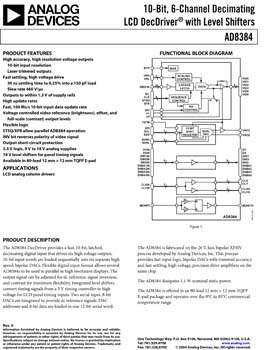 AD8384. 10-Bit, 6-Channel Decimating LCD DecDriver(r) with Level Shifters