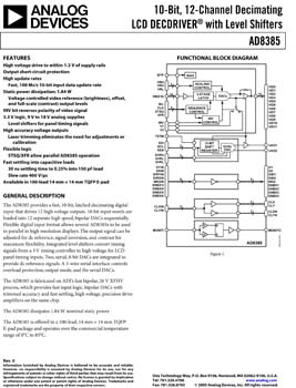 AD8385. 10-Bit, 12-Channel Decimating LCD DECDRIVER(r) with Level  Shifters