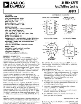 AD843. 34 MHz, CBFET Fast Settling Op Amp