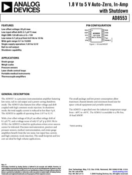 AD8553. 1.8 V to 5 V Auto-Zero, In-Amp with Shutdown 