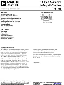 AD8563. 1.8 V to 5 V Auto-Zero, In-Amp with Shutdown