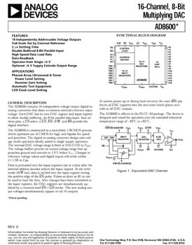 AD8600. 16-Channel, 8-Bit Multiplying DAC