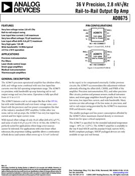 AD8675. 36 V Precision, 2.8 nV/vHz Rail-to-Rail Output Op Amp 
