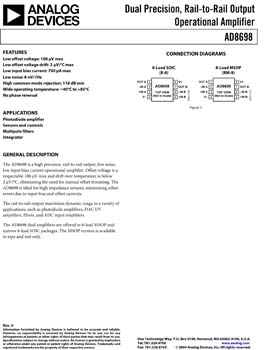 AD8698. Precision Rail-to-Rail Output Operational Amplifier