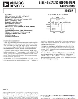 AD9057. 8-Bit, 40/60/80 MSPS A/D Converter