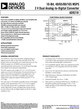 AD9218. 10-Bit, 40/65/80/105 MSPS 3 V Dual A/D Converter