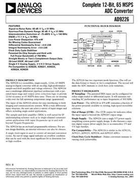 AD9226. 12-Bit, 65 MSPS Analog-to-Digital Converter