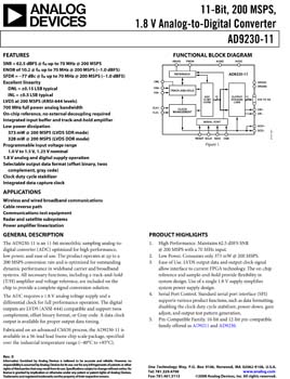 AD9230-11. 11-Bit, 200 MSPS, 1.8 V Analog-to-Digital Converter