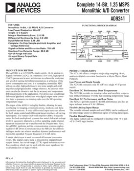 AD9241. Complete 14-Bit, 1.25 MSPS Monolithic A/D Converter