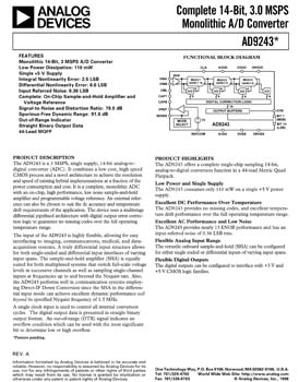 AD9243. Complete 14-Bit, 3 MSPS Monolithic A/D Converter