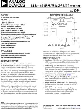 AD9244. 14-Bit 40/65 MSPS IF Sampling Analog-To-Digital Converter