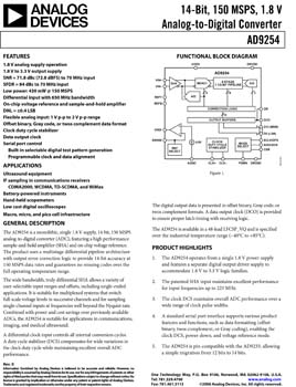 AD9254. 14-Bit, 150 MSPS, 1.8 V Analog-to-Digital Converter