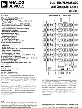AD9271. Octal LNA/VGA/AAF/ADC and Crosspoint Switch
