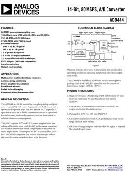 AD9444. 14-Bit, 80 MSPS A/D Converter