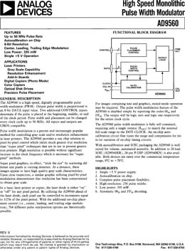 AD9560. High Speed Monolithic Pulse Width Modulator