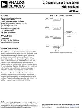 AD9662. 3 - Channel Laser Diode Driver with Oscillator 