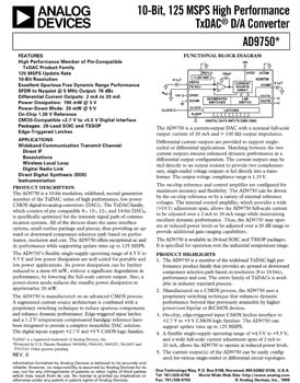 AD9750. 10-Bit, 100 MSPS+ TxDAC(r) D/A Converter