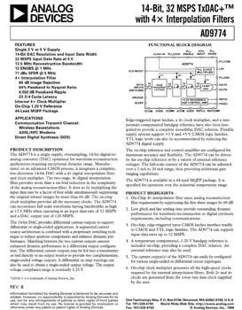 AD9774. 14-Bit, 32 MSPS TxDAC(r)  with 4x Interpolation Filters