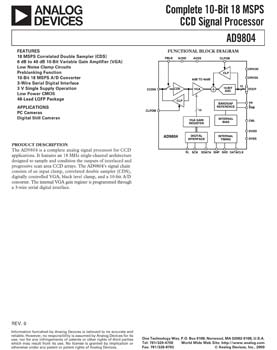 AD9804. Complete 10-Bit, 18 MHz CCD Signal Processor