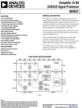 AD9822. Complete 14-Bit CCD/CIS Signal Processor
