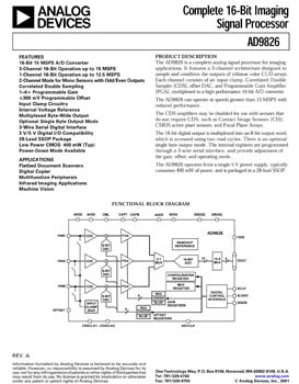 AD9826. Complete 16-Bit Imaging Signal Processor