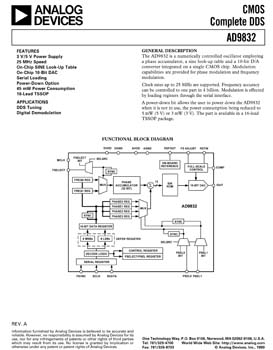 AD9832. 25 MHz Serial Interface  DDS With On-Chip 10-Bit DAC