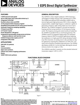 AD9858. 1 GSPS Direct Digital Synthesizer