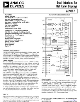 AD9887. Analog and DVI Compatible Digital Interfaces Integrated on a Single Chip