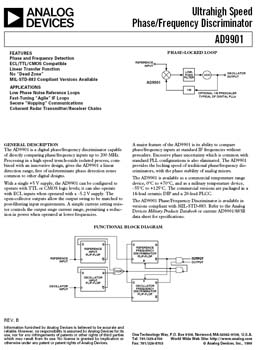 AD9901. Ultrahigh Speed Phase/Frequency Discriminator