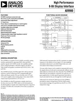 AD9980. High Performance 8-bit Display Interface