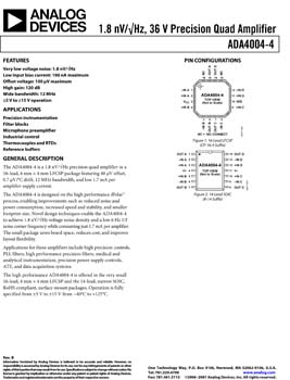 ADA4004-4. 1.8 nV/vHz, 36 V Precision Quad Amplifier