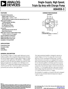 ADA4858-3. Single-Supply, High Speed, Triple Op Amp with Charge Pump