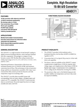 ADADC71. Complete, High Resolution 16-Bit A/D Converters
