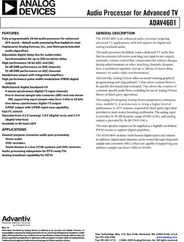 ADAV4601. Audio Processor for Advanced TV