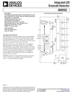 ADD8502. Integrated, High-Accuracy Programmable Grayscale Generator for TFT LCD Panels