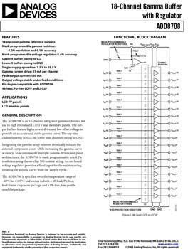 ADD8708. 18 - Channel Gamma Buffer with Regulator