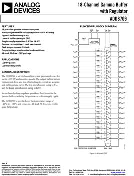 ADD8709. 18-Channel Gamma Buffer with Regulator