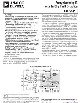 ADE7751. Single Phase Energy Metering IC with On-Chip Fault Detection
