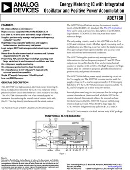ADE7768. Single Phase Energy Metering IC with Integrated Oscillator and Positive Only Accumulation