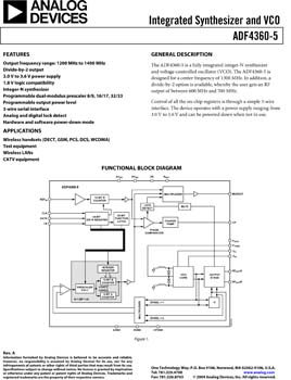 ADF4360-5. Integrated Integer-N Synthesizer and VCO - Output Frequency 1200 to 1400