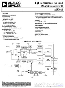 ADF7020. ISM Band Transceiver IC