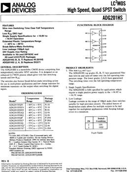 ADG201HS. Lc2mos ± 15 V High Speed, Quad SPST Switch