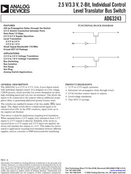 ADG3243. 2.5 V/3.3 V, 2-Bit, Individual Control Level Translator Bus Switch