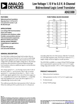 ADG3300. Low Voltage 1.15 V to 5.5 V, 8-Channel Bidirectional Logic Level Translator