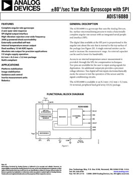 ADIS16080. ±80°/sec Yaw Rate Gyro with SPI Interface