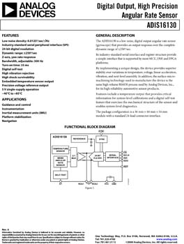 ADIS16130. Digital Output, High-Precision Angular Rate Sensor